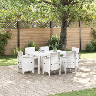 7 Piece Garden Dining Set Poly Rattan