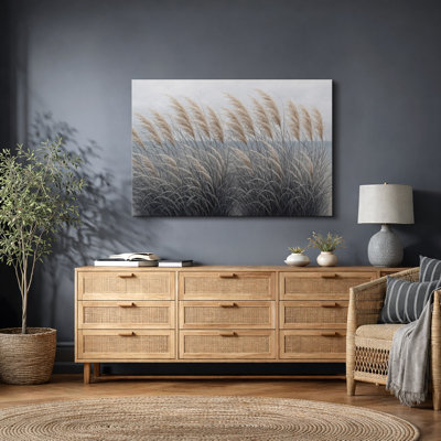 Illustration de gazon côtier doux, images de chambre à coucher océan calme, impression encadrée sur toile, estampe numérique
