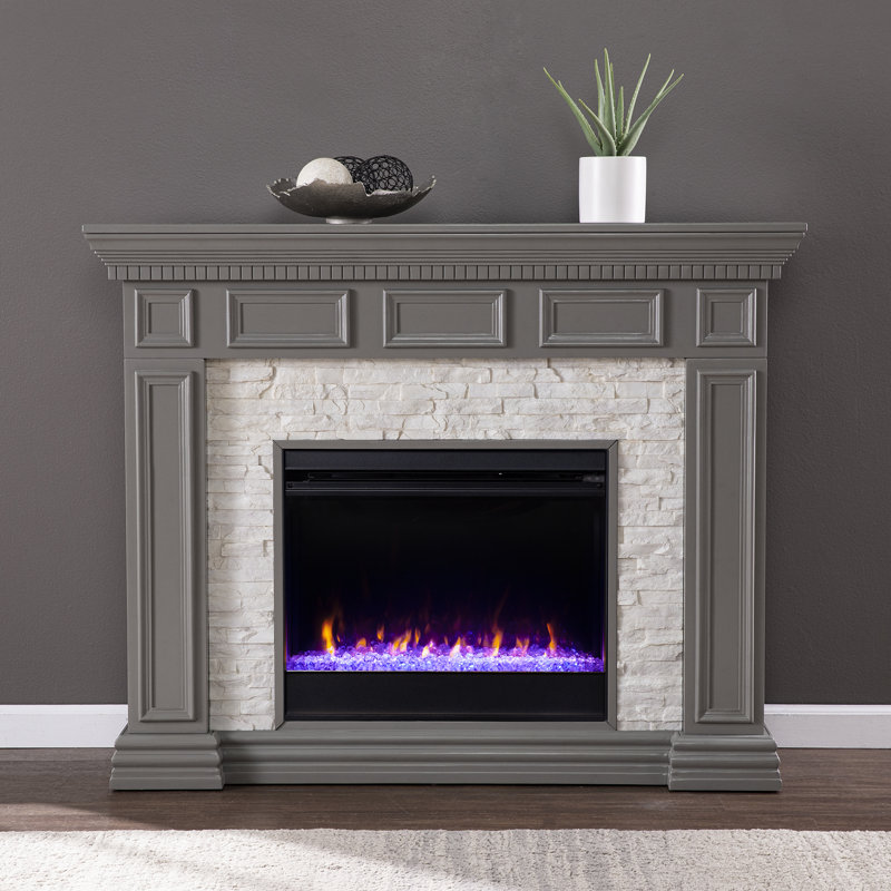Isik Dakesbury Color Changing Fireplace with Faux Stone