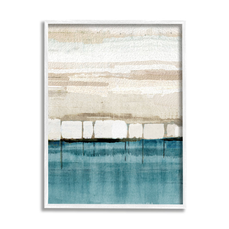 «Modern Landscape Abstraction», reproduction sur bois encadrée, Giclée encadrée blanc bord de mer