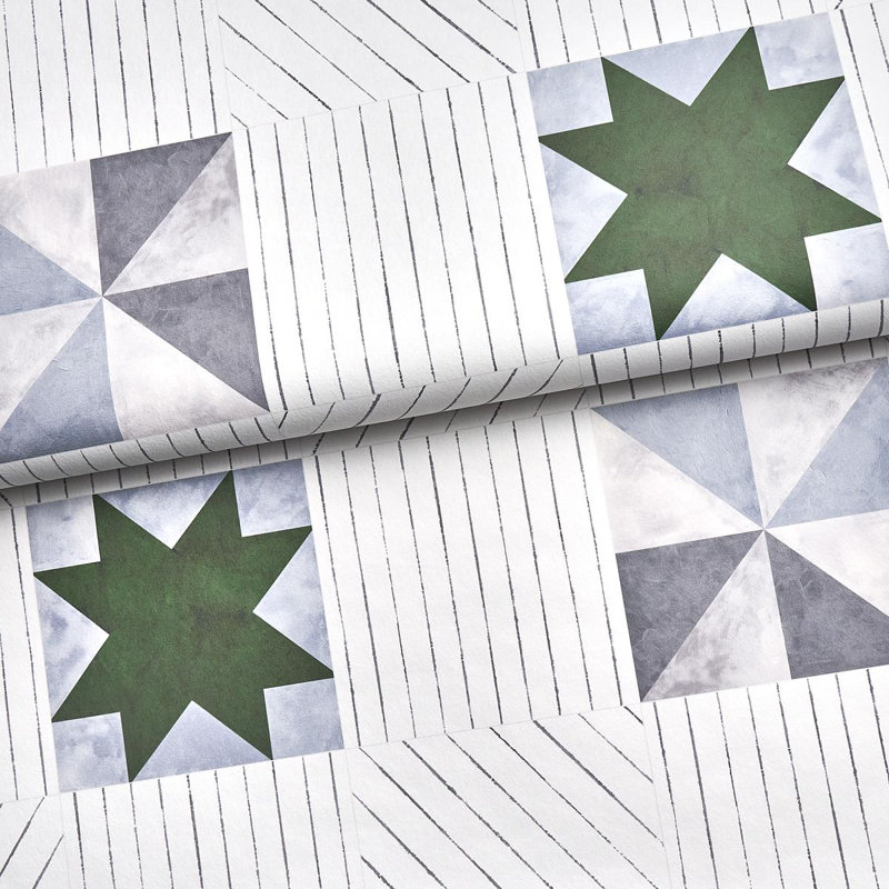 Schumacher x Backdrop Alexander Wallpaper, Dutch Green/Slate