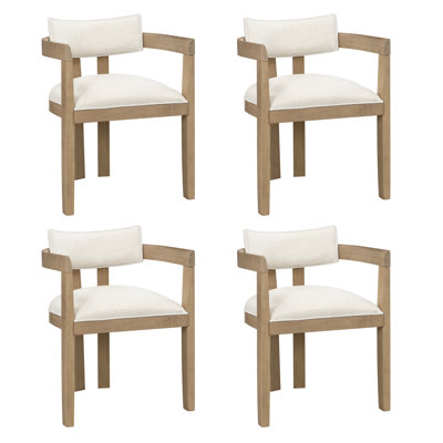 Linen Upholstered Armchair in Beige