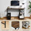 Sylvie Industrial Style Computer Desk With Storage Shelves and Metal Legs Home Office Workstation-1983079480