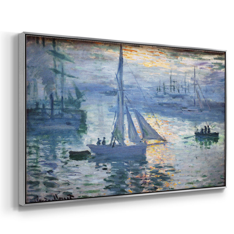 Monet, reproduction d'art encadrée sur toile par Claude Monet, H 25 po x l 37 po x P 2 po, Argent