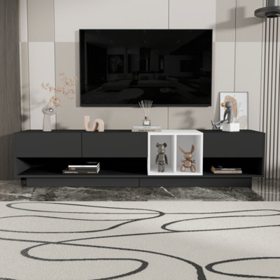 Aalap 74.8'' W Sleek and Stylish TV Stand with Perfect Storage Solution, Two-tone Media Console for TVs Up to 80'', Functional TV Cabinet with Versatile Compartment for Living Room