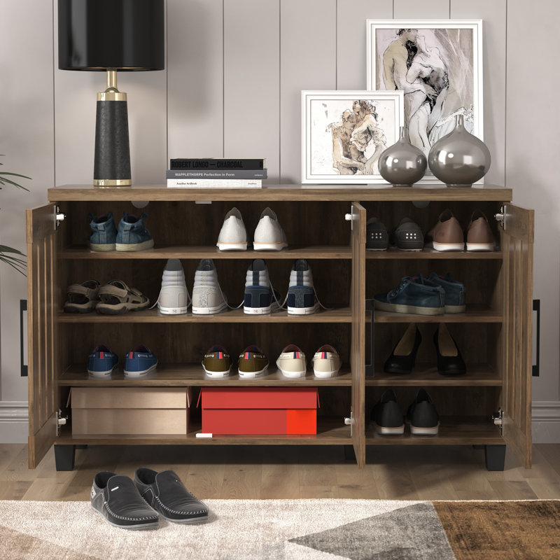 Banos 16 Pair Shoe Storage Cabinet, Brown