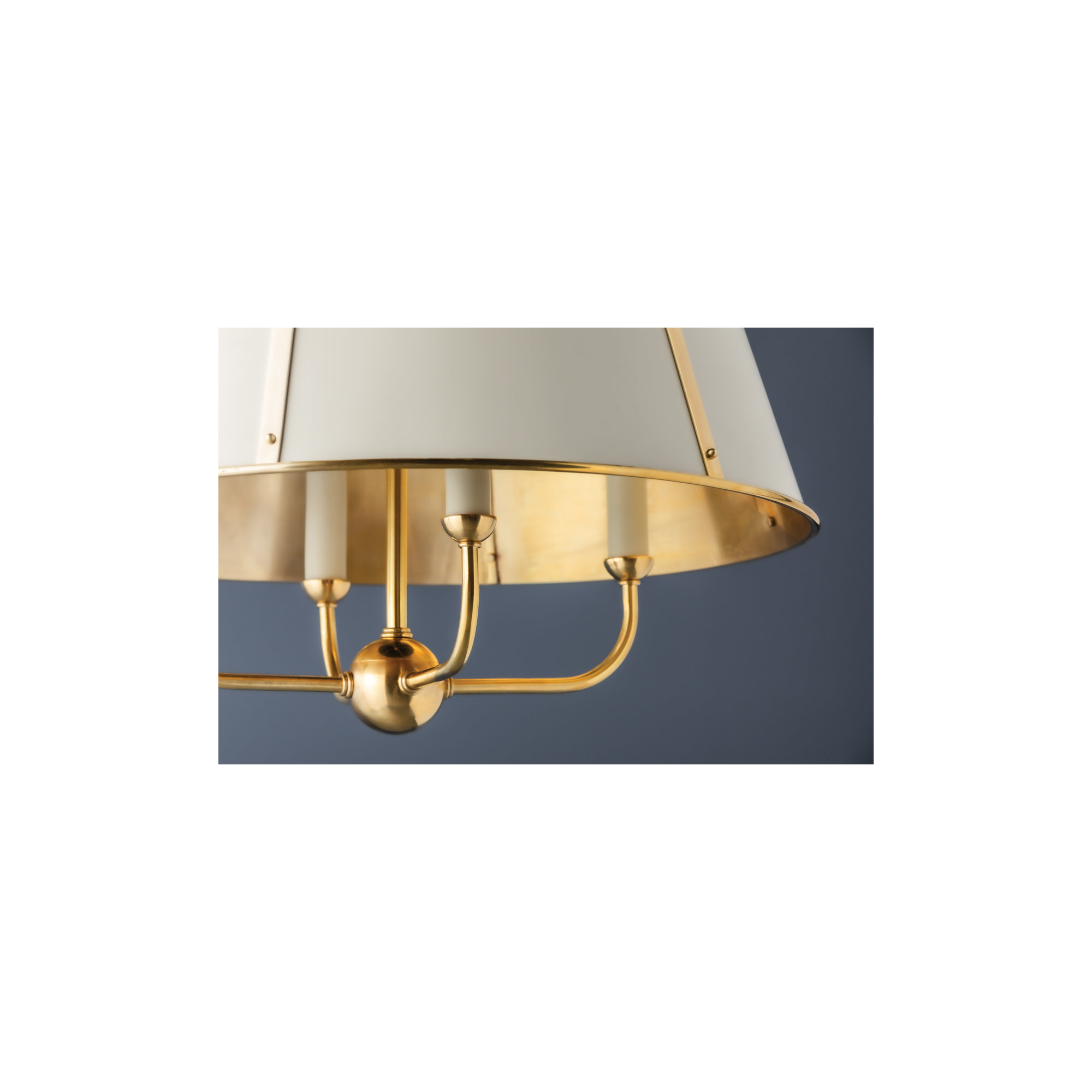 Cambridge 4 Light Chandelier by Mark D. Sikes for Hudson Valley Lighting, Aged Brass/Off White