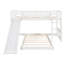 Lit simple superposé au-dessus d'un lit simple avec glissière et échelle, blanc-1801287773
