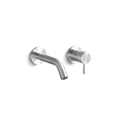 Acquaco Linki Deco Wall Mount Two-Hole Single Handle Bathroom Lavatory Faucet with 4-7/8'' Spout Reach