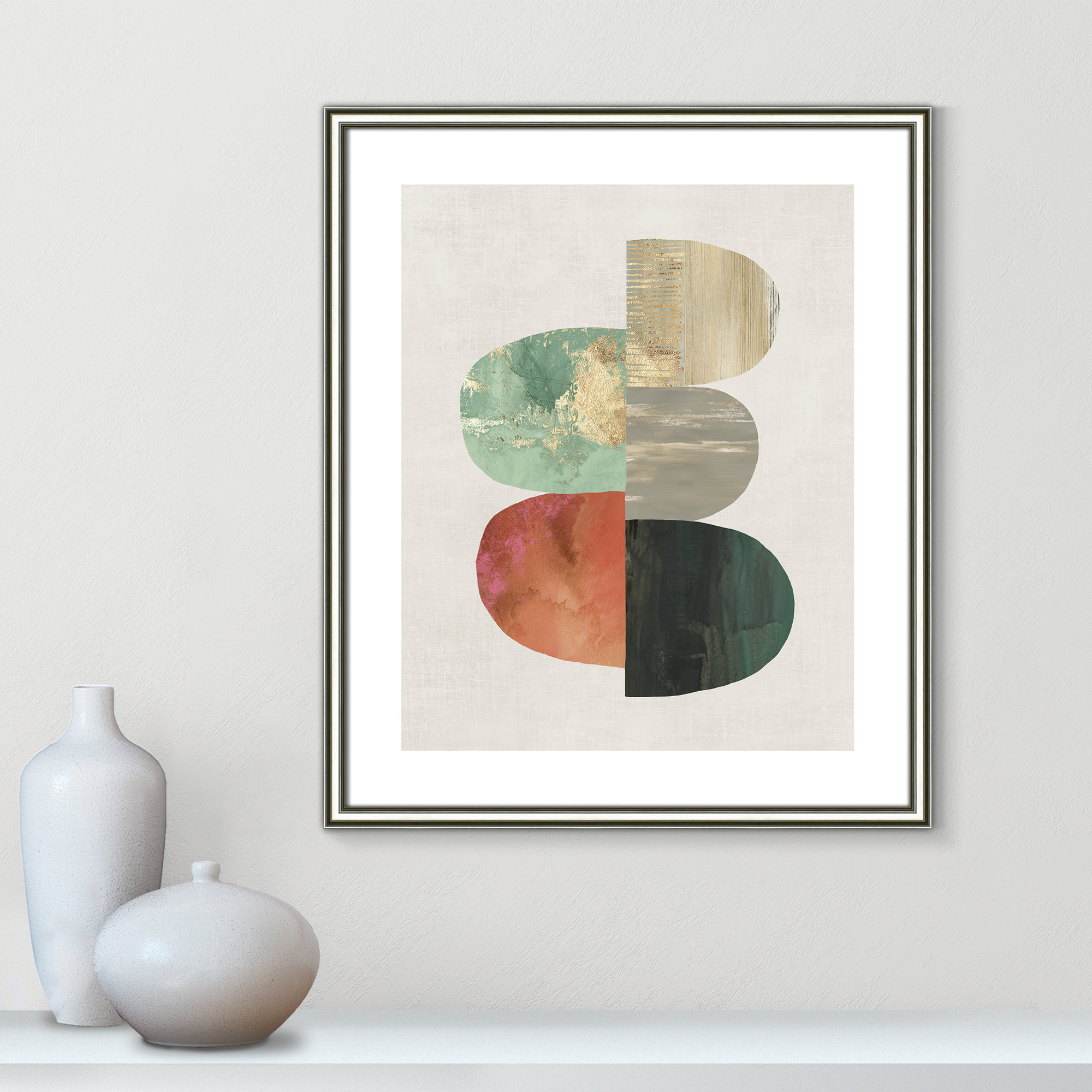 Evolving Energy I - Painting Print, Silver, 25.5" H x 21.5" W, Picture Framed Paper