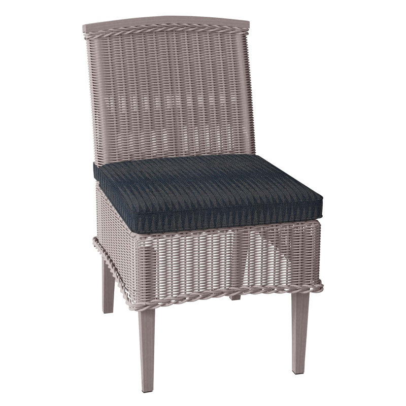 Astoria Patio Dining Side Chair with Cushions, Oyster, Welt, Linen Snow