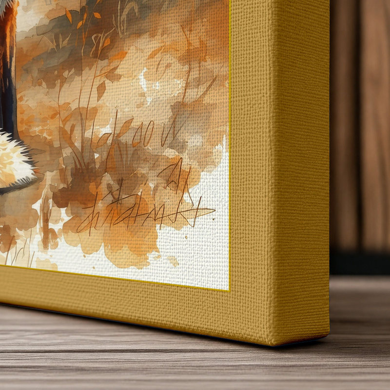 Fox in the Clearing Boho - Wrapped Canvas, 18x12 - 45.7 x 30.5 cm, Ochre Border