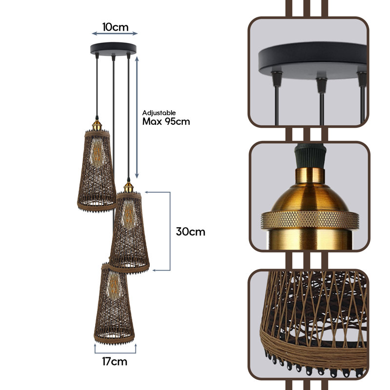 Ebbo 3 - Light Brown Cluster Pendant