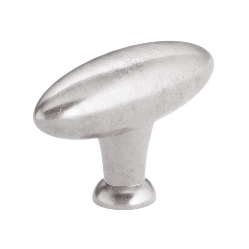 Bouton ovale, Nickel poli antique Newcastle