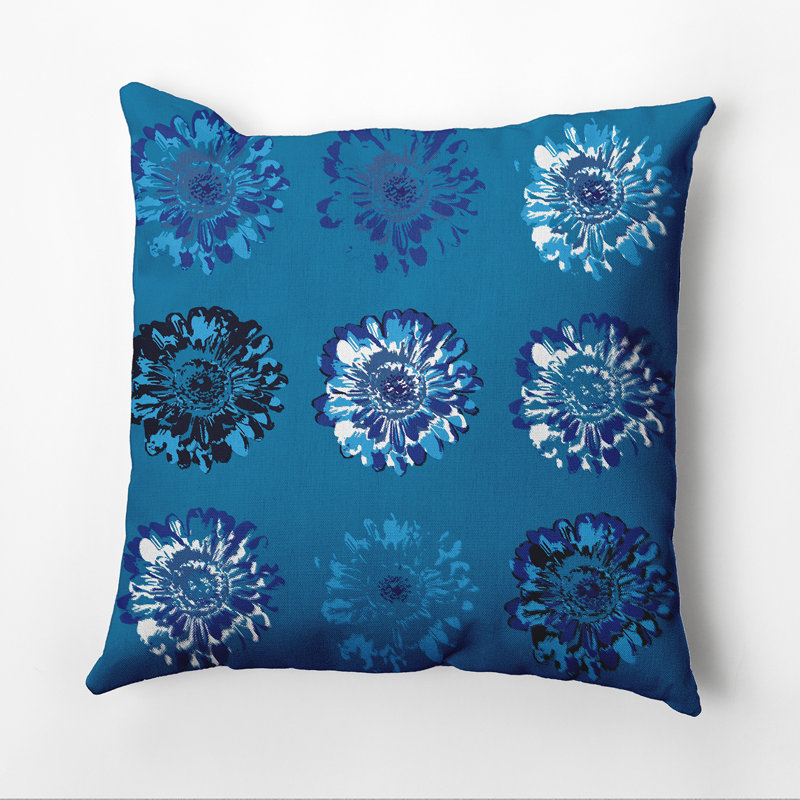 Housse et insert de coussin carré imprimé, Bleu, H 18 po x l 18 po