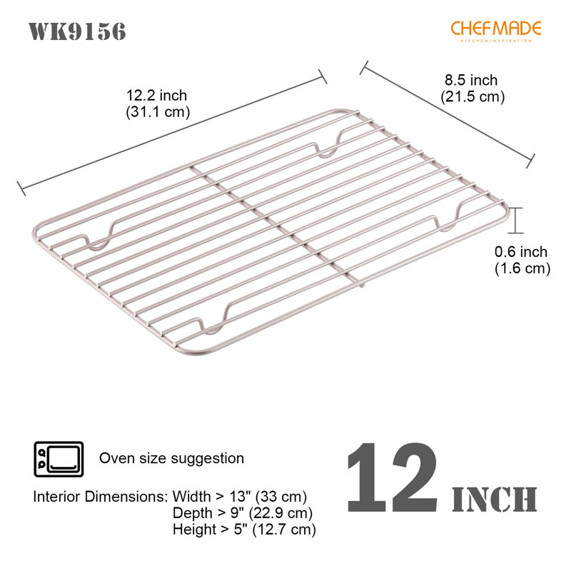 Grille de cuisson et de refroidissement CHEFMADE, grille rectangulaire antiadhésive de 12,2 pouces pour la cuisson au four