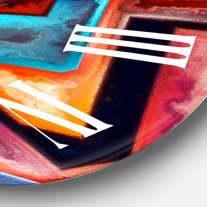 Formes abstraites de bleu, noir et rouge - horloge murale moderne, Grand