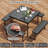 Picnic Table Bench Set For 4-8 People With Umbrella Hole All-weather Hdpe Tabletop White-1605194723