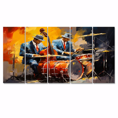 Blue Suit Jazz Duo Drums - Musician Wall Art Decor Set 5 Piece -  Design Art, PT93916-401