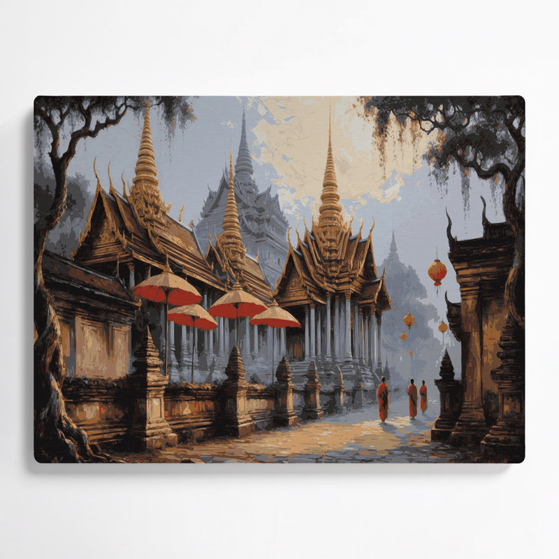 Art mural en métal brun avec cités, villes, Thaïlande, H 16 po x l 20 po