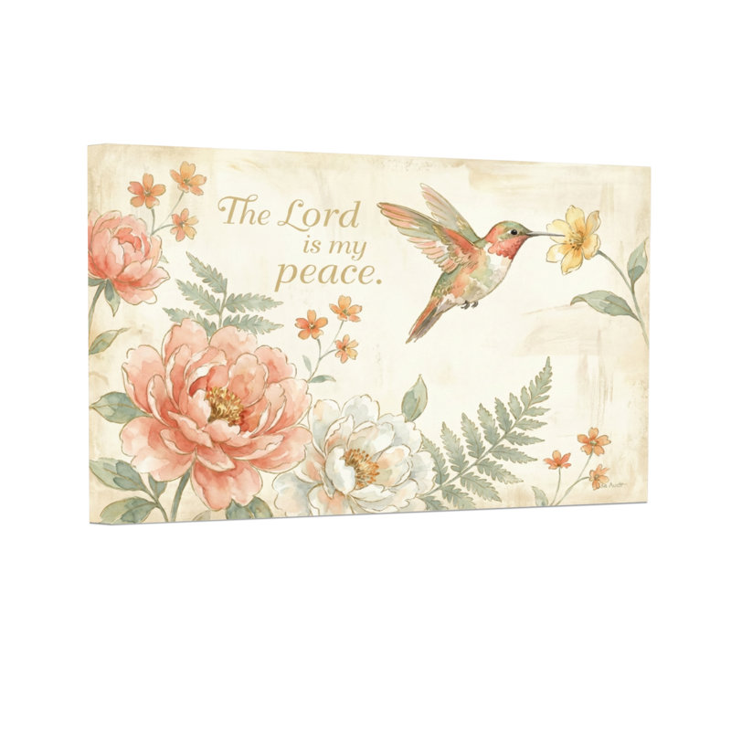 Texte et chiffres Colibri floral et citation inspirante, H 20 po x l 30 po