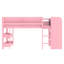 Lit mezzanine simple rose avec bureau, panneau de fibres à densité moyenne, contreplaqué de pin, support robuste, peu encombrant-168014055-168014053