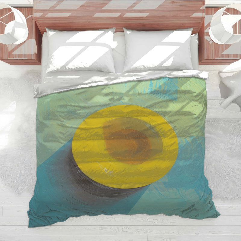 Yellow Hat On Blue Comforter, Queen