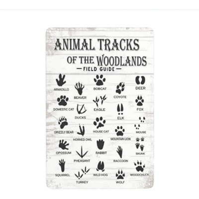 Animal Tracks Metal Tin Sign – Rustic – 8×12 Inch Woodland And Farmhouse Wall Decor