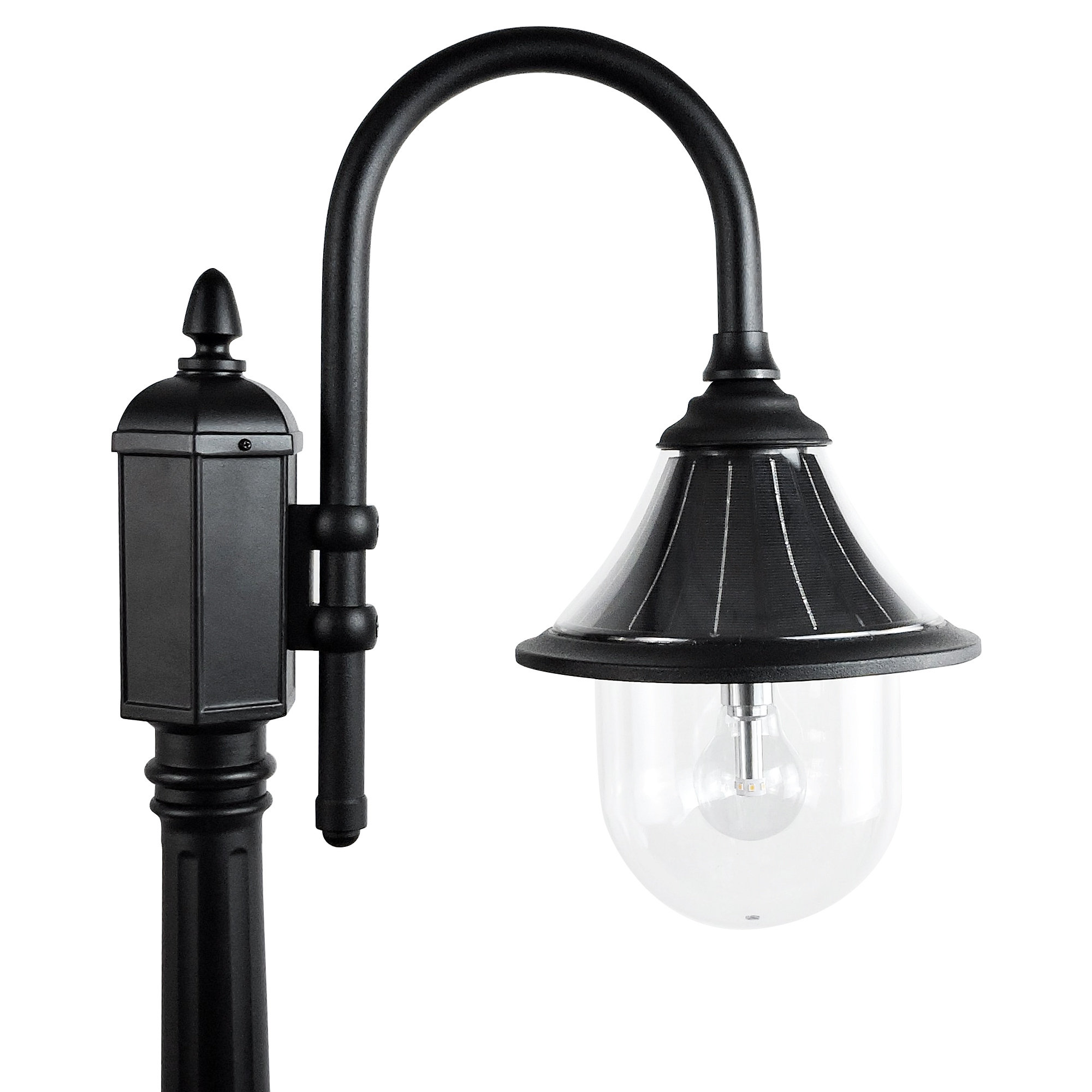 Lark Manor Aphton Black 1-Light 94.63'' H Solar Powered Lamp Post (Full ...
