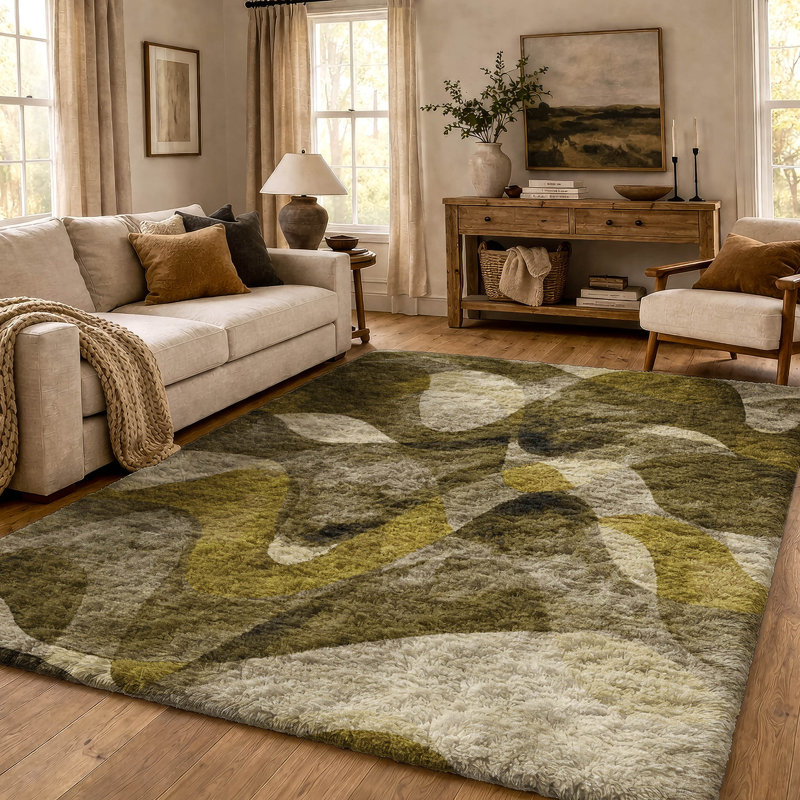 Tapis à poil long de qualité supérieure lavable à la machine ADS536, Café, 10 pi x 14 pi