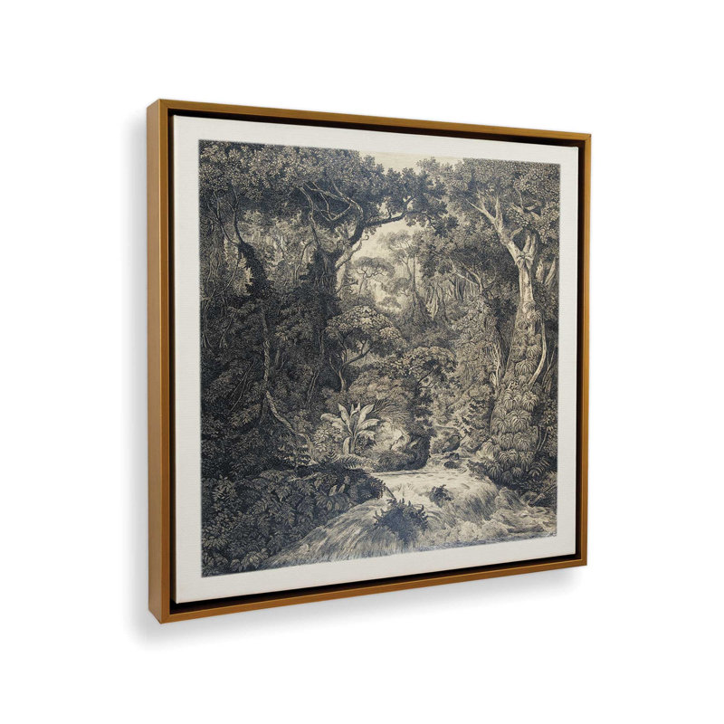 «Jungle Rapids» par Stellar Design Studio, reproduction d'art, Framed Canvas, 36 W x 36 H, Gold
