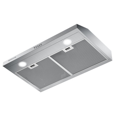 Ventilateur d'extrémité sous hotte de 30 pouces, 250 CFM avec contrôle à 3 vitesses, noir mat, filtre en aluminium réutilisable à 5 couches, convertible à conduit / sans conduit, lumières DEL et filtres à charbon