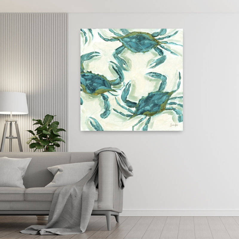 «Crab Dance», art mural côtier abstrait, H 48 po x l 48 po
