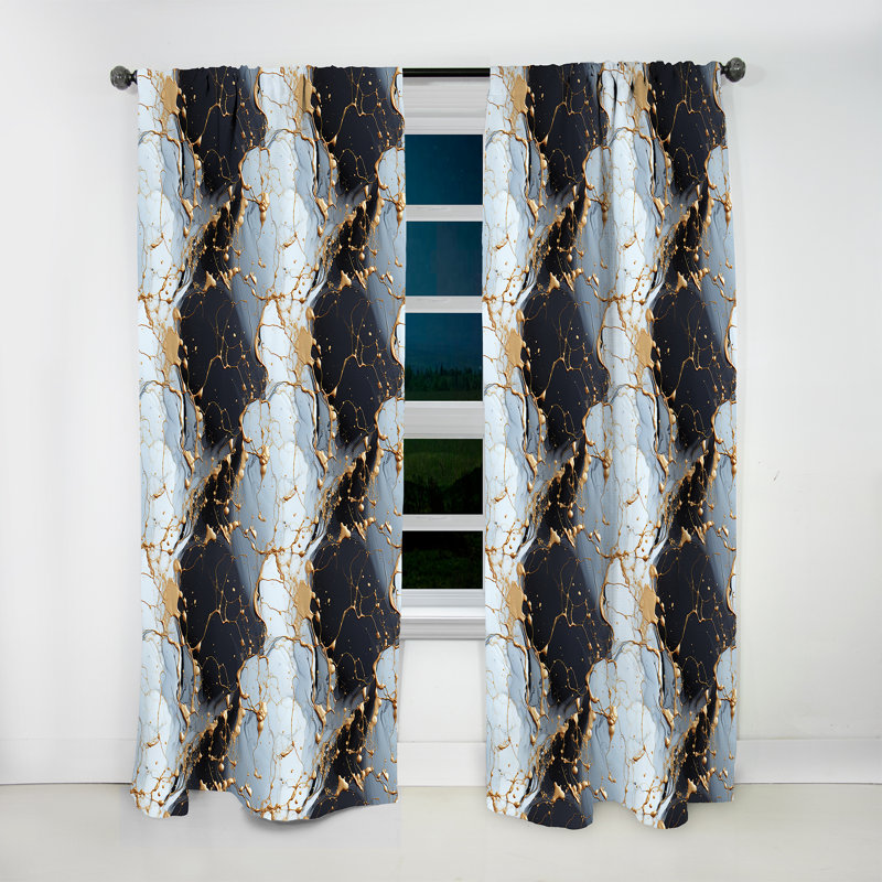 Gilded Gold And Black Luxe Marble Opulence - Glam Velvet Curtain - Room Darkening - 1 Panel, 52" W x 120" L