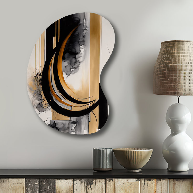 Gold Touch Art Deco II - forme irrégulière, art mural abstrait en métal, reproduction de sculpture murale asymétrique en métal