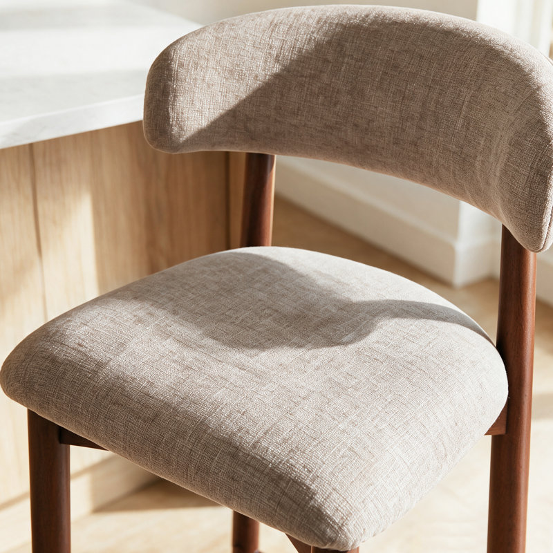 Ensemble de tabourets de bar en bois massif de 3,25 po de couleur kaki de hauteur comptoir, fabriqué en bois massif et en tissu, idéal pour les îlots de cuisine et les bars à domicile