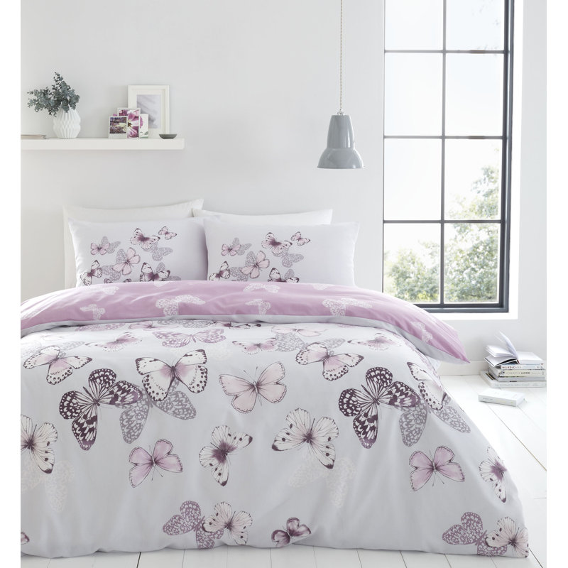 Scatter Butterfly Reversible Duvet Cover Set with Pillowcases, 220 x 230cm Duvet Cover + 2 Standard Pillowcases