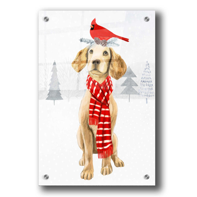 «Christmas Cats & Dogs V» par Victoria Borges, art mural en verre acrylique, H 36 po x l 24 po x P 0,2 po