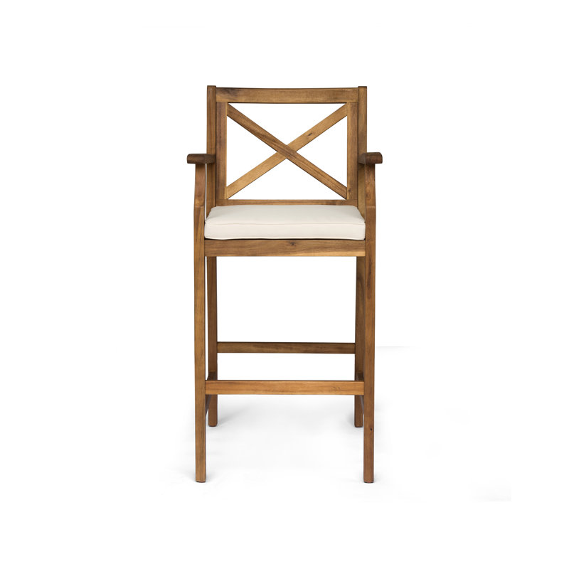 Tabouret Perla, Siège crème/Cadre brun clair