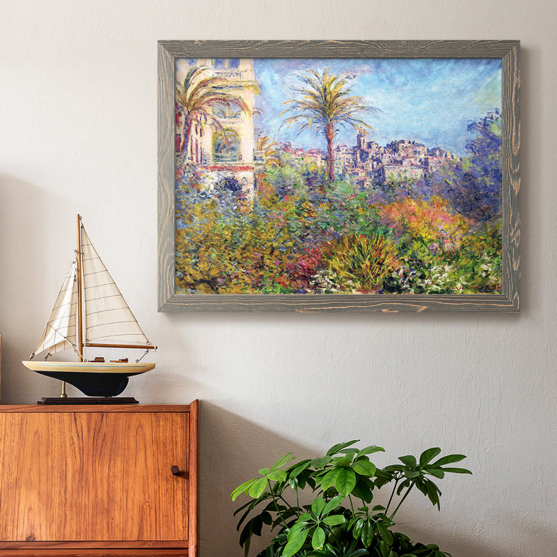 " Villas At Bordighera 03, 1884 " by J Paul, 18" H x 26" W x 1.5" D, Gray Single Picture Frame