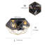 3-Light Black Finish Industrial Semi-Flush Mount Light