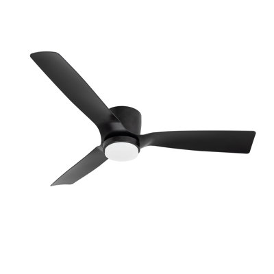 Flush Mount 52 Inch Morden Black Ceiling Fan With Light And Remote Indoor/bedroom/apartment