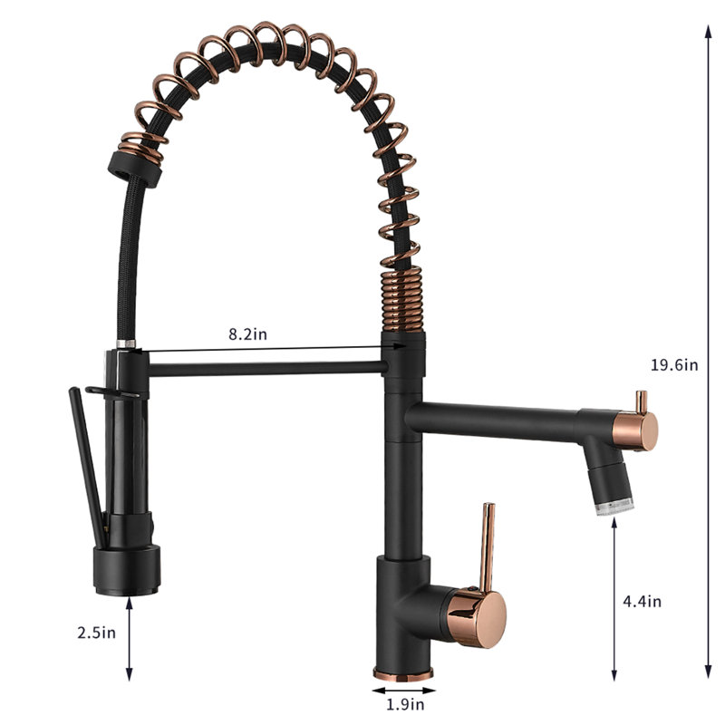 GAWEZA Pull Down Kitchen Faucet, Black/Rose Gold