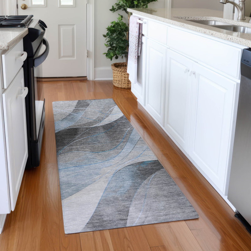 Premium Machine Washable Varasteh AMF1668 Swirls Rug, Runner 2'3" x 7'6"