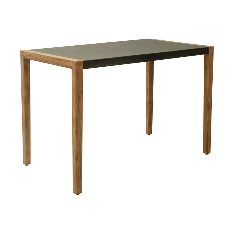 Table de comptoir moderne avec plateau en terrazzo et base en bois d'acacia de style urbain pour un usage résidentiel
