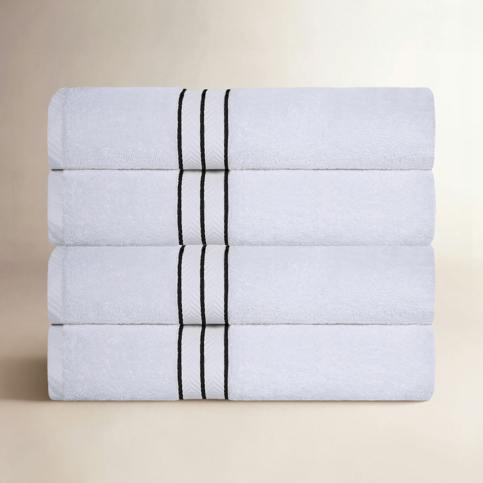 Josann 4-Piece Turkish Cotton Bath Towel Set, Black