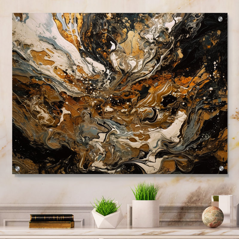 Peinture avec tourbillons de marbre I - art mural acrylique abstrait en marbre, H 12 po x l 20 po