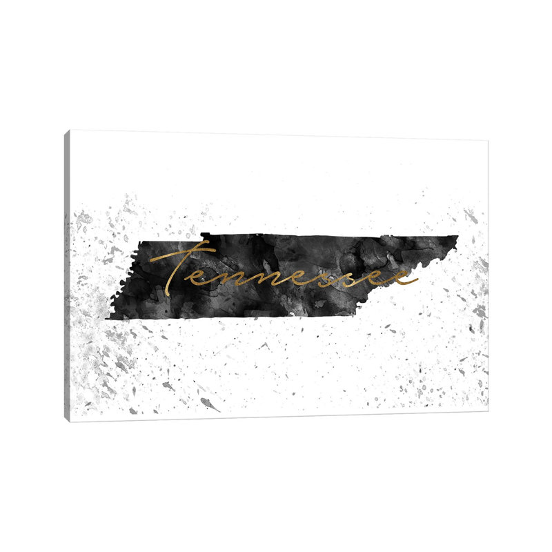 Tennessee Black And White Gold - Wrapped Canvas Print, 45.72cm H x 66.04cm W