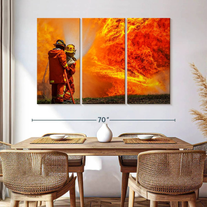 Lelar Blazing Fire Firefighters, 42" H x 65" W