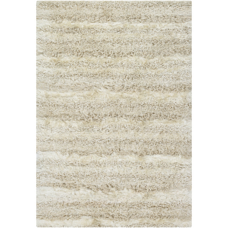 Hand Loomed Modern Area Rug in Cream/Beige, Rectangle 5' x 7'6"